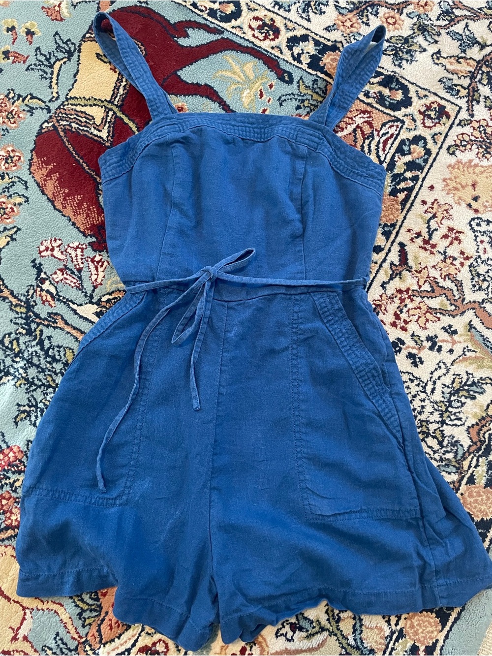 Blue Romper with Tie Waist